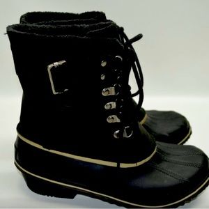Sorel Black Winter Fancy Lace II NL2125 Snow Rain Boots